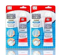 BlissMart Multipurpose Silicone Sealant - Extra Strong Waterproof Quick Bond - Clear 70g x 2 Tubes - No Gun Needed, Mold Resistant, Kitchen, Bathroom, Glass, Wood, Metal (Clear)