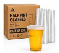 BLISSMART Plastic Half Pint Glasses Case of 1000 10oz 284ml UKCA Marked Clear BPA Free Strong Disposable Beer Cups Tumblers for Parties BBQs Events Catering