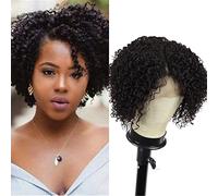 Blissource Short Human Hair Wigs 10inch Lace Frontal Wig Kinky Curly Human Hair Wigs for Black Women 150% Density Brazilian Wigs L Part Real Human Hair Wig