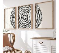 BlissPrintStudios Abstract Dot Circle Set of 3 Prints, Boho Wall Decor, Split Wall Prints, Minimalist Home Decor, Abstract, Scandinavian Wall Art, UNFRAMED | A3, A4 (A4)