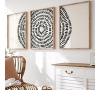 BlissPrintStudios Abstract Dot Circle Set of 3 Prints, Boho Wall Decor, Split Wall Prints, Minimalist Home Decor, Abstract, Scandinavian Wall Art, UNFRAMED | A3, A4 (A3)