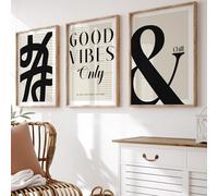BlissPrintStudios Good Vibes Only Set of 3 Prints, Modern Home Decor, Gallery Wall Set, Inspirational, Typography Wall Art, UNFRAMED | A3, A4 (A3)