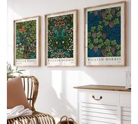 BlissPrintStudios Set of 3 William Morris Blue Botanical Wall Art Prints - A3 Vintage Larkspur, Snakeshead & Tulip Gallery Wall Set - 250gsm Premium Paper - Unframed