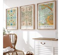 BlissPrintStudios Set of 3 William Morris Exhibition Prints - A3 Vintage Botanical Gallery Wall Set - Vine, Honeysuckle & St. James Patterns - 250gsm Premium Paper - Unframed