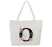 Blisswave Personalised Bag, 100% Cotton Canvas, A-Z Bag Personalised with Name, Beautifully Printed, Lined, Personalised Gifts for Women, O
