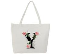 Blisswave Personalised Bag, 100% Cotton Canvas, A-Z Bag Personalised with Name, Beautifully Printed, Lined, Personalised Gifts for Women, Y