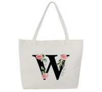 Blisswave Personalised Bag, 100% Cotton Canvas, A-Z Bag Personalised with Name, Beautifully Printed, Lined, Personalised Gifts for Women, W