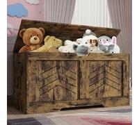 Blisswood Toy Box, Wooden Storage Chest, Large Blanket Box with Lid & Safety Hinges, Storage Bench & Toy Storage Organizer for Kids, Boys & Girls, Baby Toybox for Bedroom, Playroom (Rustic)