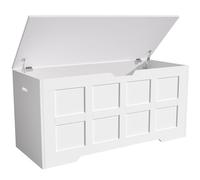 Blisswood Toy Box, Wooden Storage Chest, Large Blanket Box with Lid & Safety Hinges, Storage Bench & Toy Storage Organizer for Kids, Boys & Girls, Baby Toybox for Bedroom Playroom Living Room- White