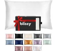BLISSY Silk Pillowcase 100% Pure Mulberry Silk 22 Momme 6A High-Grade Fibers Satin Pillowcase Hair & Skin Regular, Queen & King Size Silk Pillow Case w/Hidden Zipper Moisture Wicking, White