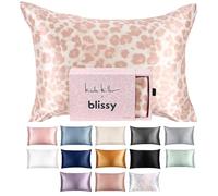 Blissy Silk Pillowcase - 100% Pure Mulberry Silk - 22 Momme 6A High-Grade Fibers - Silk Pillow Cover for Hair & Skin - Regular, Queen & King (Nicole Miller - Mauve Cheetah, Queen)