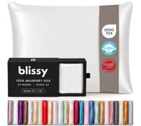 Blissy Silk Pillowcase - 100% Pure Mulberry Silk - 22 Momme 6A High-Grade Fibers - Silk Pillow Cover for Hair & Skin - Regular, Queen & King with Hidden Zipper (Queen, White)