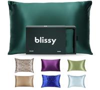Blissy Silk Pillowcase - 100% Pure Mulberry Silk - 22 Momme 6A High-Grade Fibers - Silk Pillow Cover for Hair & Skin - Regular, Queen & King (Emerald, Standard)