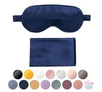 Blissy Silk Sleep Mask - Silk Eye Sleeping Mask for Women & Men for Total Blackout - 100% Pure Mulberry Silk, 22 Momme 6a Fibers - Blindfold Silk Sleep Mask Side Sleeper Eye Cover (Blue)
