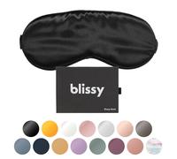 Blissy Silk Sleep Mask - Total Blackout for Women & Men - 100% Pure Mulberry Silk, 22 Momme 6a Fibers - Blindfold for Side Sleepers