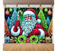 BlissYard Blacklight Tapestry 78x59 Inch Christmas Santa Wall Hanging Glow in the Dark Xmas Tree Backdrop Blacklight Tapestry for Holiday Party Room Decor Neon UV Poster Decoration
