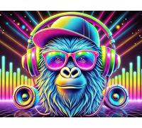 BlissYard Blacklight Tapestry Bedroom DJ Gorilla Music Tapestry 78x59 Inch Funny Monkey Wall Hanging Decor UV Reactive Glow in the Dark Wall Hanging Decorative Art Bedroom Living Room Party Home Decor