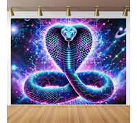 BlissYard Blacklight Tapestry Cobra Snake Decor 78x59 Inch Neon Glow in Dark Backdrop Blacklight Tapestry Psychedelic Galaxy Reptile Scene for Bedroom Wall Hanging Party Room Cosmic Jungle Art