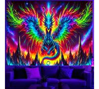 BlissYard Blacklight Tapestry Dark Dragon Neon Wall Art 78 x 59 Inch