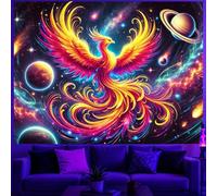 BlissYard Blacklight Tapestry Phoenix Rainbow Room Decor 78 x 59 Inch