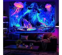 BlissYard Blacklight Tapestry Wizard DJ Party Backdrop 78 x 59 Inch