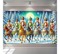 BlissYard Christmas Banner Backdrop Nutcracker Holiday Parade Winter Wonderland with Soldiers on Horses for Xmas Party Wall Prop Photo Booth 71×43 Inch