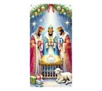 BlissYard Christmas Door Cover 35x71 Inch Nativity Porch Sign Three Kings Decorations Religious Holiday Wall Backdrop Christian Home Decor for Entrance for Girls or Boys Gifts Decrations