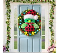 BlissYard Christmas Door Cover Christmas Wreath Door Banner Merry Xmas Decor Backdrop Plaid Chick35x71 Inch Colorful Lights Festive Holiday Porch Decor Winter Welcome Banner