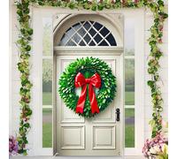 BlissYard Christmas Door Cover Classic Greenery Christmas Wreath Door Banner Merry Xmas Decor Backdrop 35x71 Inch Festive Red Bow Ornament Holiday Porch Decor Winter Welcome Banner