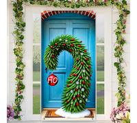 BlissYard Christmas Door Cover Creative Christmas Wreath Door Banner Merry Xmas Decor Backdrop 35x71 Inch HO Ornament Festive Holiday Porch Decor Winter Welcome Banner Outdoor Decoration