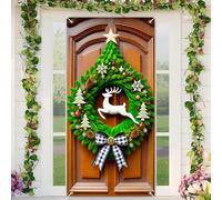 BlissYard Christmas Door Cover Reindeer Tree Christmas Wreath Door Banner Merry Xmas Decor Backdrop 35x71 Inch Festive Ornate Ornament Holiday Porch Decor Winter Welcome Banner
