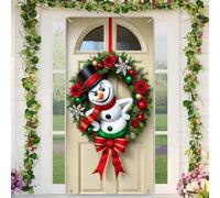 BlissYard Christmas Door Cover Sassy Snowman Christmas Wreath Door Banner Merry Xmas Decor Backdrop 35x71 Inch Festive Ornate Ornament Holiday Porch Decor Winter Welcome Banner