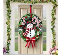 BlissYard Christmas Door Cover Snowman “JOY” Christmas Wreath Door Banner Merry Xmas Decor Backdrop 35x71 Inch Festive Ornate Ornament Holiday Porch Decor Winter Welcome Banner