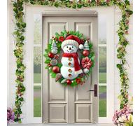 BlissYard Christmas Door Cover Snowman Wreath Christmas Door Banner Merry Xmas Decor Backdrop 35x71 Inch Festive Red Accent Holiday Porch Decor Winter Welcome Banner Outdoor Decoration