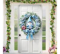 BlissYard Christmas Door Cover Winter Gnome Christmas Wreath Door Banner Merry Xmas Decor Backdrop 35x71 Inch Blue Snowflake Festive Holiday Porch Decor Winter Welcome Banner