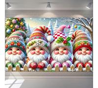BlissYard Christmas Gnomes Backdrop Holiday Winter Wonderland Photography Background Banner for Xmas Party Decorations Home Decor Large Fabric Photo Booth Prop 71x43 Inch