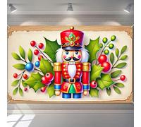 BlissYard Christmas Nutcracker Backdrop Banner Seamless Fabric Wall Hanging Holiday Party Photo Booth Background Stage Display 71×43 Inch