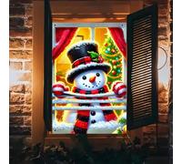 BlissYard Christmas Window Cover Banner 31.5x47 Inch Holiday Decorations Snowman Window Banner Winter Windows Display for Xmas Party Indoor Outdoor Festive Seasonal Windows Poster Backdrop Home Decor