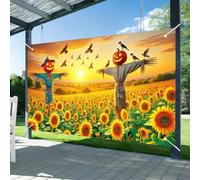 BlissYard Fall Backdrop Banner 71x43 Inchs Autumn Thanksgiving Party Decorations Backdrop Fall Scarecrow Sunflower Outdoor Indoor Party Decor Baby Shower Banner Supplies