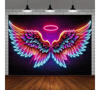 BlissYard Glowing Tapestry Blacklight Angel Wings Tapestry UV Reactive Wings Wall Hanging Tapestries Pink Angel Wing Tapestries Girls Teens Glow in the Dark Tapestry Party Carnival Backdrop 59X78 inch