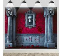 BlissYard Halloween Backdrop Banner for Photography Haunted House Blood Stains Skull Gothic Decoration Party Backdrop 8x6ft Perfect for Party Wall Decor Photo Booth Background