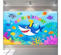 BlissYard Happy 7th Birthday Banner Ocean Theme Party Decrations for Kids Boys Girls Seven Year Old Backdrop Photography 71x43 inch Supplies Under The Seawith Shark and Marine Life Background Banners