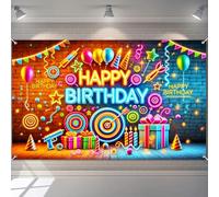 BlissYard Happy Birthday Banner Backdrop Sign Wall Decor Dimmable Party Backdrop 71x43 Inch Aesthetic Room Birthday Decorations Gifts Happy Birthdays Banner for Girls Boys Beaytiful Banners