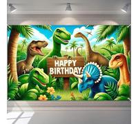 BlissYard Happy Birthday Banner Dinosaur Decrations Backdrop 120x84 Inch Seasonal Jurassic Park Theme Party Background Decoration for Boys Kids Birthday Banners for Girls or Boys Gifts