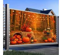 BlissYard Happy Fall Backdrop 8x6ft Fall Scarecrow Sunflower Photography Backgroup Banner Autumn Thanksgiving Party Decorations Backdrop Autumn Maple Leaves Pumpkins Outdoor Decor