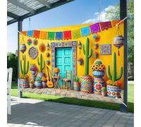 BlissYard Mexican Fiesta Backdrop 71x43 in Cinco de Mayo Decor | Mexican Party Background, Cinco de Mayo Wall Banner for Fiesta, Parade and Photo Booth, Cabin House Style