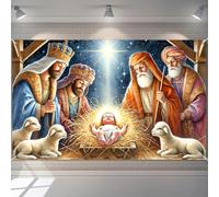 BlissYard Nativity Scene Backdrop 70.9 x 43.3 Inch Christian Christmas Background Jesus Birth Manger Scene Biblical Holy Night Banner Religious Christmas Decoration for Church Home Wall Display