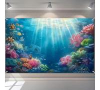 BlissYard Underwater World Banner Underwater Backdrop Banner Colorful Fish Coral Reef 71x43 inches for Ocean Theme Party Decor Photo Booth Background Indoor Outdoor Decor Supplies