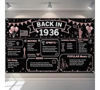 BlissYard Vintage Back in 1936 Banner 78th Birthday Party Decorations 71x43 Inch Happy 78th Birthday Rose Gold Glitter Historical Banners for Anniversary Photography Background Class Reunion Decor