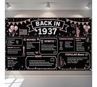 BlissYard Vintage Back in 1937 Banner 79th Birthday Party Decorations 71x43 Inch Happy 79th Birthday Rose Gold Glitter Historical Backdrop for Anniversary Photography Background Class Reunion Decor